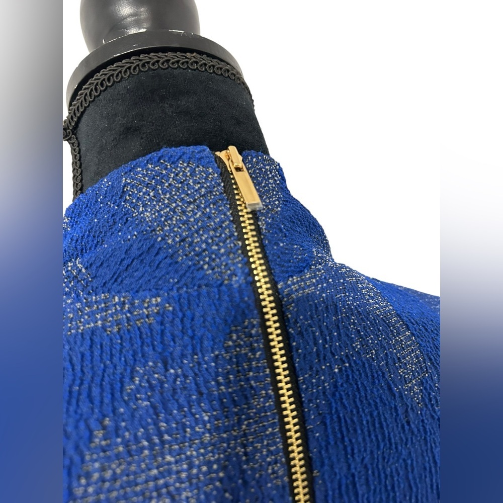 Hunter Bell Dress | Blue textured long sleeve dress | blue vintage style dress - Picture 5 of 10